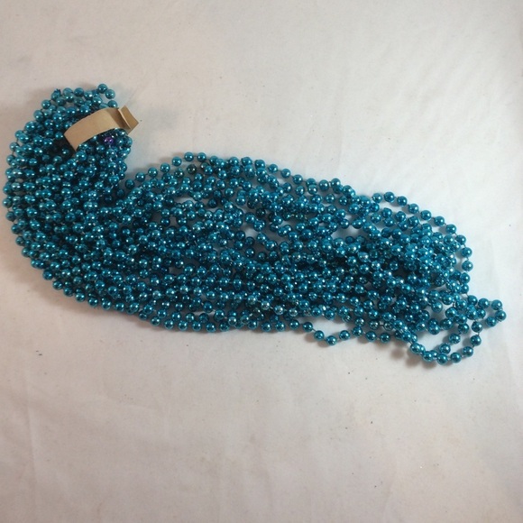 Mardi Gras Beads 1 Dozen Strands Aqua New 30” Each - Picture 5 of 6
